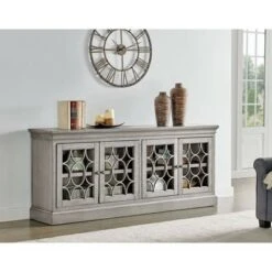 72" Rustic Four Door Tv Console Fully Assembled For Tvs Up To 70" - Martin Furniture White