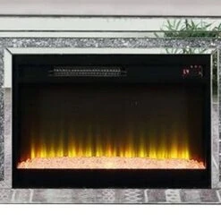 Fireplace with LED TV Stand for TVs up to 58" Silver/Black - Benzara