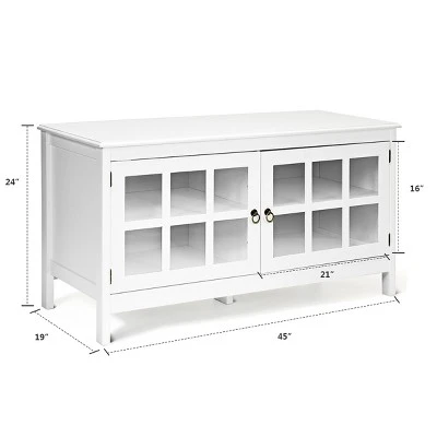 Costway 50''TV Stand Modern Wood Storage Console Entertainment Center w/ 2 Doors White 3 Costway 50''TV Stand Modern Wood Storage Console Entertainment Center w/ 2 Doors White
