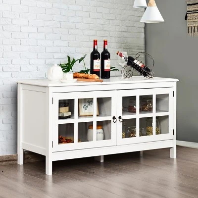 Costway 50''TV Stand Modern Wood Storage Console Entertainment Center w/ 2 Doors White 6 Costway 50''TV Stand Modern Wood Storage Console Entertainment Center w/ 2 Doors White - Image 4