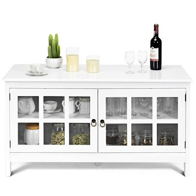 Costway 50''TV Stand Modern Wood Storage Console Entertainment Center w/ 2 Doors White 7 Costway 50''TV Stand Modern Wood Storage Console Entertainment Center w/ 2 Doors White - Image 5