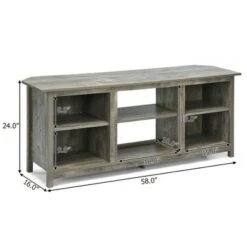 Costway 58'' 2-Tier TV Stand Entertainment Media Center Console Up to 65'' Grey