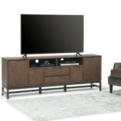 Devlin Mid-Century Wide TV Stand for TVs up to 80" Walnut Brown - WyndenHall
