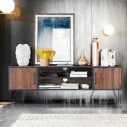 Costway TV Stand Media Center Storage Cabinet & Shelf Hold up to 60''TV W/ Metal leg -Cheap TV Stands Store unnamed file 6102