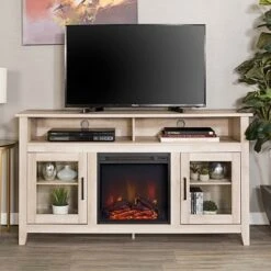 Ackerman Modern Transitional Tall with Electric Fireplace TV Stand for TVs up to 65" - Saracina Home Black