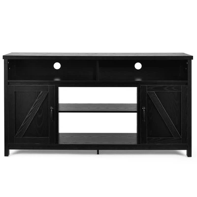 Costway 59'' TV Stand Media Center Console Cabinet w/ Barn Door for TV's 65'' NaturalBlackCoffee 11 Costway 59'' TV Stand Media Center Console Cabinet w/ Barn Door for TV's 65'' NaturalBlackCoffee - Image 9