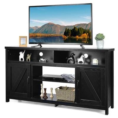 Costway 59'' TV Stand Media Center Console Cabinet w/ Barn Door for TV's 65'' NaturalBlackCoffee 12 Costway 59'' TV Stand Media Center Console Cabinet w/ Barn Door for TV's 65'' NaturalBlackCoffee - Image 10