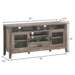 Costway TV Stand Tall Entertainment Center Hold up to 65'' TV w/ Glass Storage & Drawer