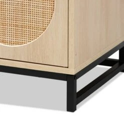 Ardon Bohemian Wood and Metal 2 Door Natural Rattan TV Stand for TVs up to 40" Light Brown/Black - Baxton Studio -Cheap TV Stands Store unnamed file 6257