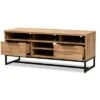 Reid Wood and Metal 2 Drawer TV Stand for TVs up to 55" Oak/Black - Baxton Studio