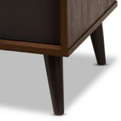 Samuel Finished TV Stand for TVs up to 55" Walnut Brown/Dark Gray - Baxton Studio