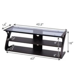 Costway 3-Tier Tempered Glass Top TV Stand Entertainment Center Media Console Furniture