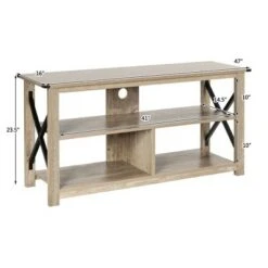 Costway Modern TV Stand for TV's up to 55" w/ 3-Tier Open Shelves