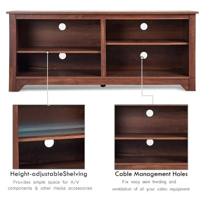Costway 58'' TV Stand Entertainment Media Center Console Wood Storage Furniture Espresso 8 Costway 58'' TV Stand Entertainment Media Center Console Wood Storage Furniture Espresso - Image 6