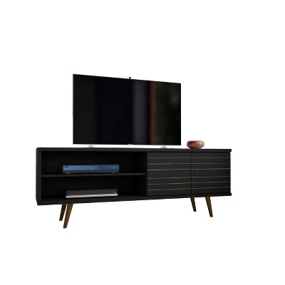 Liberty Mid-Century Modern 2 Shelves and 2 Doors TV Stand for TVs up to 60" - Manhattan Comfort Black 10 Liberty Mid-Century Modern 2 Shelves and 2 Doors TV Stand for TVs up to 60" - Manhattan Comfort Black - Image 8