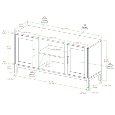 Pierceton Modern Double Glass Door with Metal Legs TV Stand for TVs up to 58" - Saracina Home Black 11 Pierceton Modern Double Glass Door with Metal Legs TV Stand for TVs up to 58" - Saracina Home Black - Image 9