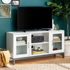 Pierceton Modern Double Glass Door with Metal Legs TV Stand for TVs up to 58" - Saracina Home Black 24 Pierceton Modern Double Glass Door with Metal Legs TV Stand for TVs up to 58" - Saracina Home Black -Cheap TV Stands Store unnamed file 6594