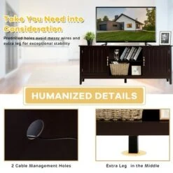 Costway TV Stand Entertainment Media Center for TV's up to 65'' w/Storage Cabinets Brown/White -Cheap TV Stands Store unnamed file 6655