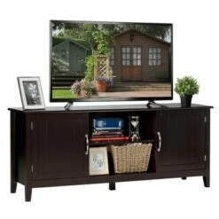 Costway TV Stand Entertainment Media Center for TV's up to 65'' w/Storage Cabinets Brown/White -Cheap TV Stands Store unnamed file 6658