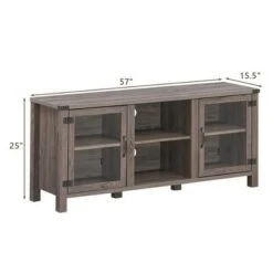Costway TV Stand Entertainment Center for TV's up to 65'' w/ Storage Cabinets Deep Taupe