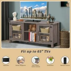 Costway TV Stand Entertainment Center for TV's up to 65'' w/ Storage Cabinets Deep Taupe -Cheap TV Stands Store unnamed file 6664