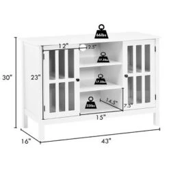 Costway Wood TV Stand Entertainment Media Center Console for TV up to 50'' White