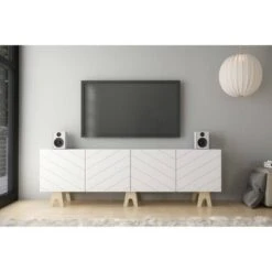 Runway TV Stand for TVs up to 80" - Nexera White/russian Birch Plywood -Cheap TV Stands Store unnamed file 6781
