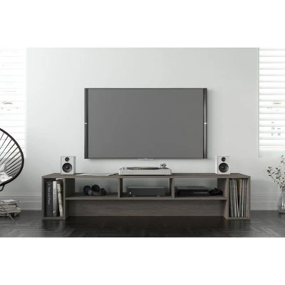 Rustik 3 Shelf TV Stand for TVs up to 80" Bark Gray - Nexera 3 Rustik 3 Shelf TV Stand for TVs up to 80" Bark Gray - Nexera