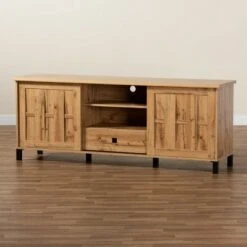 Unna Wood 2 Door TV Stand for TVs up to 65" Oak Brown/Black - Baxton Studio -Cheap TV Stands Store unnamed file 6821