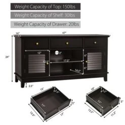 Costway TV Stand Media Console Entertainment Console w/ Drawers Cabinets Grey/Brown