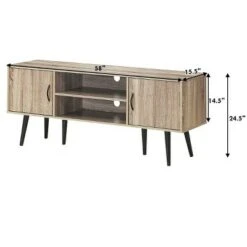 Costway TV Stand Entertainment Center For TV's up to 65'' w/ Storage Cabinets & Wood Legs
