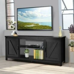 Costway 59'' TV Stand Media Console Center w/ Storage Cabinet for 65'' TV NaturalBlackCoffee -Cheap TV Stands Store unnamed file 6911