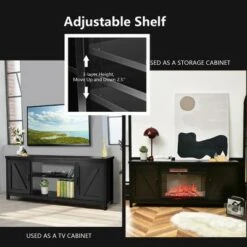 Costway 59'' TV Stand Media Console Center w/ Storage Cabinet for 65'' TV NaturalBlackCoffee -Cheap TV Stands Store unnamed file 6913