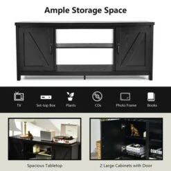 Costway 59'' TV Stand Media Console Center w/ Storage Cabinet for 65'' TV NaturalBlackCoffee -Cheap TV Stands Store unnamed file 6914