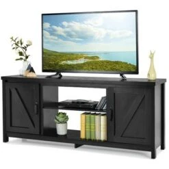 Costway 59'' TV Stand Media Console Center w/ Storage Cabinet for 65'' TV NaturalBlackCoffee -Cheap TV Stands Store unnamed file 6917