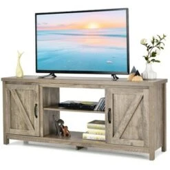 Costway 59'' TV Stand Media Console Center w/ Storage Cabinet for 65'' TV NaturalBlackCoffee -Cheap TV Stands Store unnamed file 6919