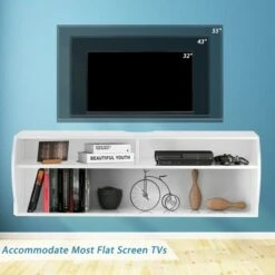 Costway 48.5'' Wall Mounted Audio/Video TV Stands Console W/Shelves for Living Room White -Cheap TV Stands Store unnamed file 6944