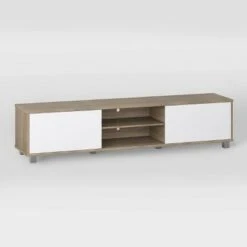 Hollywood TV Stand for TVs up to 85" with Doors White/Brown Wood Grain - CorLiving -Cheap TV Stands Store unnamed file 6949
