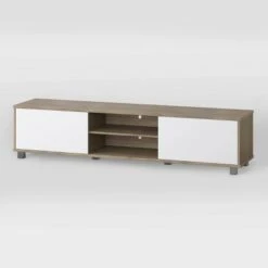 Hollywood TV Stand for TVs up to 85" with Doors White/Brown Wood Grain - CorLiving -Cheap TV Stands Store unnamed file 6951
