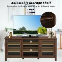 Costway TV Stand Entertainment Center for TV's up to 65'' w/ Storage Cabinets Walnut -Cheap TV Stands Store unnamed file 6975