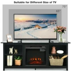 Costway 58'' 2-Tier Fireplace TV Stand W/18'' Electric Fireplace up to 65'' -Cheap TV Stands Store unnamed file 699