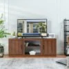 Costway 58'' TV Stand Entertainment Console Center W/ 2 Cabinets for 65'' TV NaturalBlackWalnut -Cheap TV Stands Store unnamed file 7010