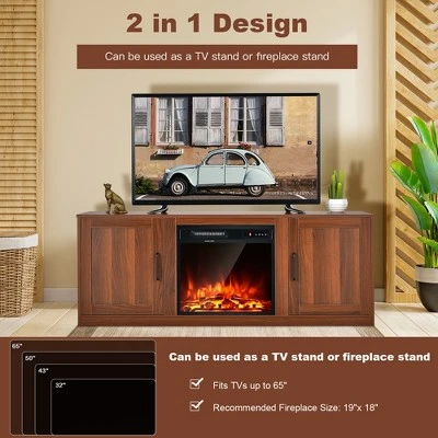 Costway 58'' TV Stand Entertainment Console Center W/ 2 Cabinets for 65'' TV NaturalBlackWalnut 6 Costway 58'' TV Stand Entertainment Console Center W/ 2 Cabinets for 65'' TV NaturalBlackWalnut - Image 4