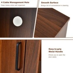 Costway 58'' TV Stand Entertainment Console Center W/ 2 Cabinets for 65'' TV NaturalBlackWalnut 17 Costway 58'' TV Stand Entertainment Console Center W/ 2 Cabinets for 65'' TV NaturalBlackWalnut -Cheap TV Stands Store unnamed file 7015