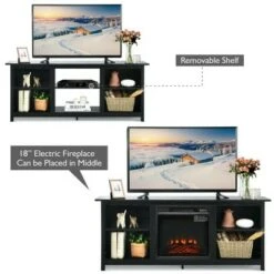 Costway 58'' 2-Tier Fireplace TV Stand W/18'' Electric Fireplace up to 65'' -Cheap TV Stands Store unnamed file 704