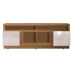 Wooden Entertainment 4 Open Shelves TV Stand for TVs up to 70" White/Brown - The Urban Port