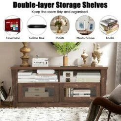 Costway TV Stand Entertainment Center Hold up to 55'' TV with 2 Shelves & 2 Door Cabints -Cheap TV Stands Store unnamed file 7147