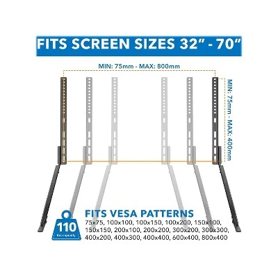 Mount-It! Steel Universal Tilting Tabletop TV Stand Black Screens up to 70" (MI-859) 9 Mount-It! Steel Universal Tilting Tabletop TV Stand Black Screens up to 70" (MI-859) - Image 7