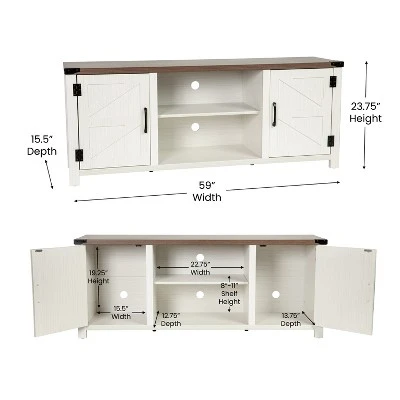 Emma and Oliver 59 Inch Barn Door TV Stand Fits up to 65" TV's with Adjustable Shelf 7 Emma and Oliver 59 Inch Barn Door TV Stand Fits up to 65" TV's with Adjustable Shelf - Image 5
