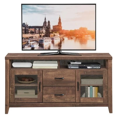 Costway TV Stand Tall Entertainment Center Hold up to 58'' TV w/ Glass Storage & Drawers 10 Costway TV Stand Tall Entertainment Center Hold up to 58'' TV w/ Glass Storage & Drawers - Image 8